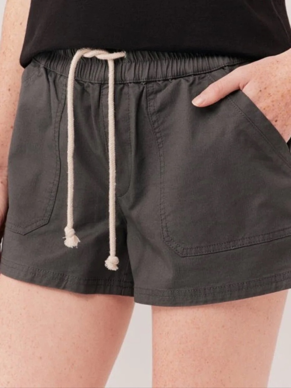 Pact Organic Cotton Daily Twill Shorts Storm Dark Gray Size Large New NWT